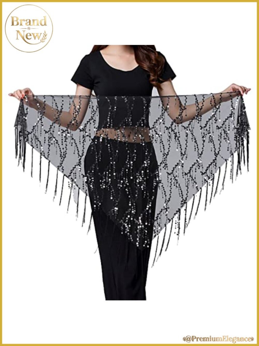 Belly Dance Hip Scarf Nylon Yarn Sequin Waist Chain Belt for Dance Yoga